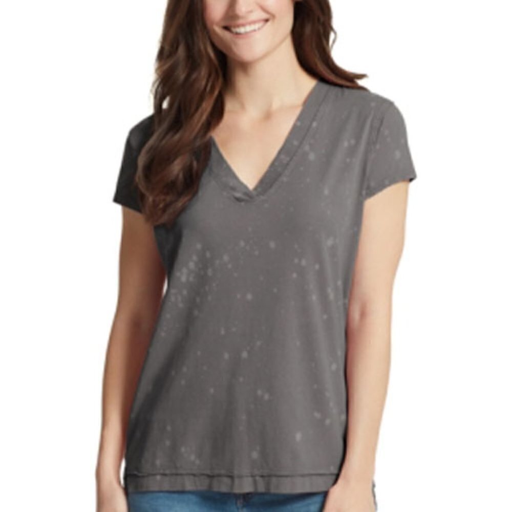 JR267 William Rast Gray Juniors' Splatter Cotton V Neck T-Shirt Size XL